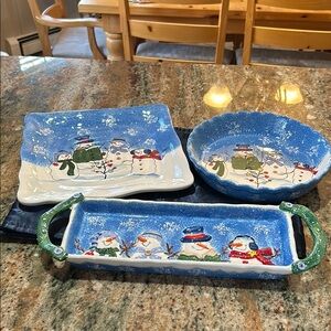 Snowman Themed Ceramic Dish Set from St. Nicholas Square.